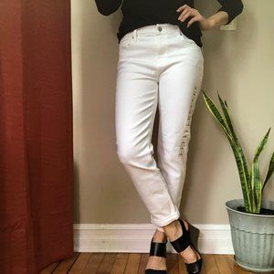Mid-Rise Boyfriend Straight White Jeans NWT